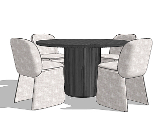现代餐桌椅su草图模型下载