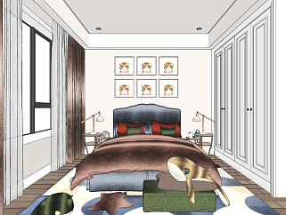 欧式儿童卧室,su草图模型下载