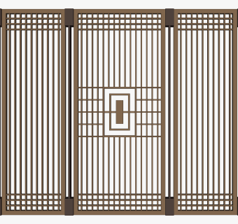 新中式日式屏风隔断花格su草图模型下载