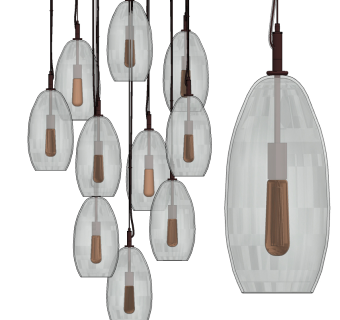 现代水纹玻璃吊灯su草图模型下载