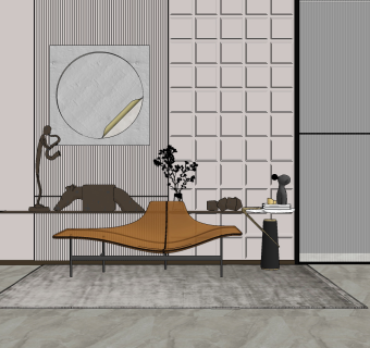 现代异形亚克力休闲椅su草图模型下载