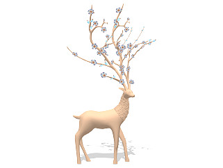 麋鹿，景观小品，雕塑摆件su草图模型下载