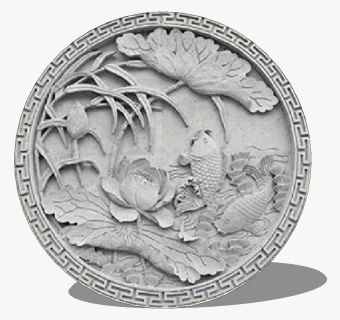 荷叶荷花鲤鱼砖雕庭院景观，su草图模型下载