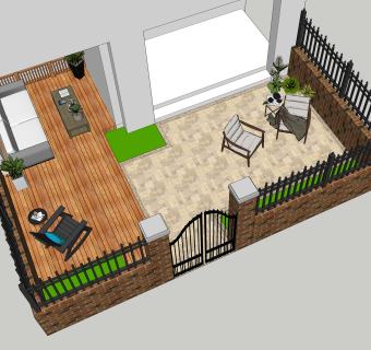 庭院景观设计su草图模型下载