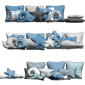 地中海儿童图案抱枕,靠包,靠垫,su草图模型下载