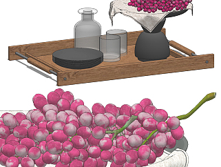 現代水果,葡萄,食物,su草圖模型下載