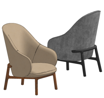 norte 现代布艺休闲椅,su草图模型下载