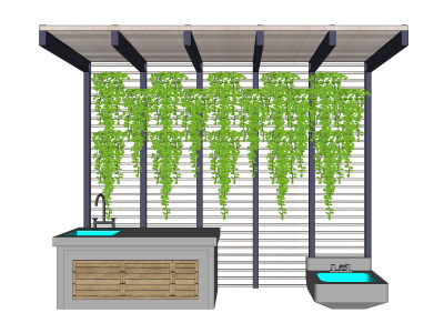 洗手台花架 (1)su草图模型下载