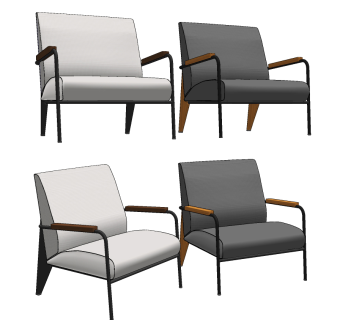 现代布艺休闲椅,su草图模型下载