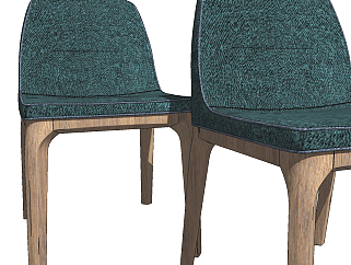 tonin casa 现代实木布艺餐椅su草图模型下载
