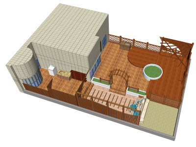 现代屋顶花园景观设计su草图模型下载