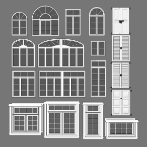 简欧，欧式建筑窗，窗户组合su草图模型下载