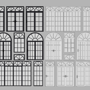 欧式建筑窗，平开窗窗户组合su草图模型下载