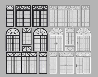 欧式建筑窗，平开窗窗户组合su草图模型下载