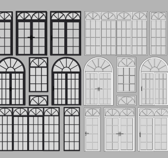 欧式建筑窗，平开窗窗户组合su草图模型下载