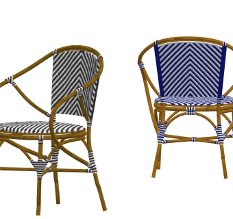 北欧户外藤编休闲椅su草图模型下载