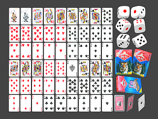 现代姚记扑克牌,骰子,筛子,牌,游戏娱乐工具su草图模型下载