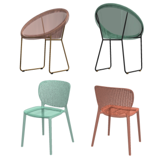 现代亚克力透明单椅su草图模型下载