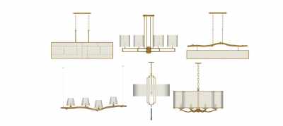 新中式吊灯组合1su草图模型下载