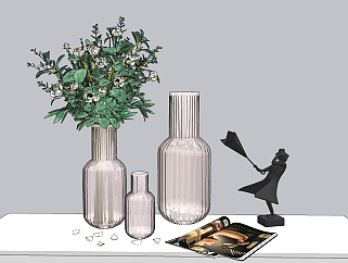 北欧轻奢玻璃花瓶饰品摆设品 su草图模型下载
