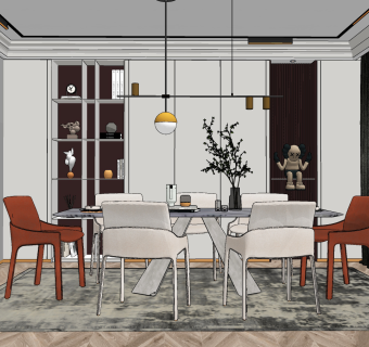 现代餐厅su草图模型下载