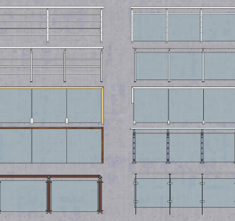 现代玻璃栏杆,围栏su草图模型下载