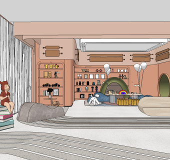 现代儿童娱乐室su草图模型下载