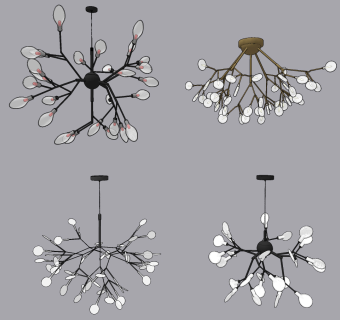 北欧树叶吊灯su草图模型下载