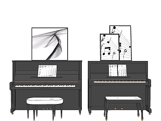 现代<em>美式钢琴</em>,su草图模型下载