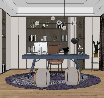 现代书房,su草图模型下载