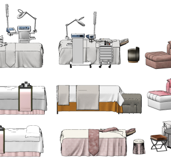 现代spa按摩椅床,单人沙发su草图模型下载