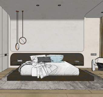 现代卧室su草图模型下载