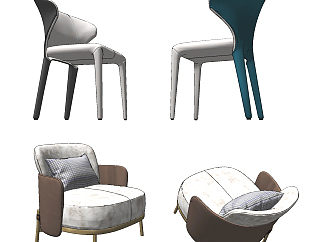 现代轻奢单椅,<em>单人沙发组合</em>su草图模型下载