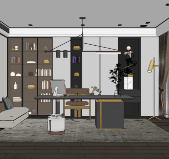 现代书房,su草图模型下载