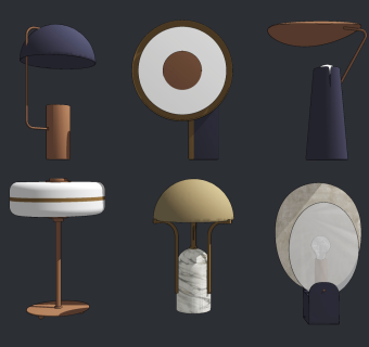 现代台灯组合,su草图模型下载