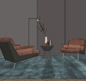 minotti 现代休闲椅,单椅,su草图模型下载