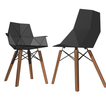 vondom 现代餐椅组合,su草图模型下载