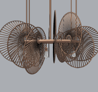 新中式东南亚侘寂风吊灯su草图模型下载