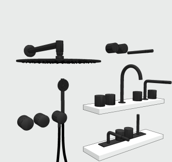 现代淋浴,花洒,水龙头组合su草图模型下载