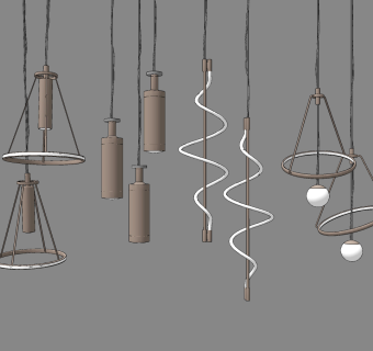 现代金属轻奢吊灯,su草图模型下载