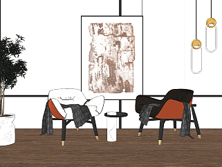 现代单椅,休闲椅,椅子 su草图模型下载