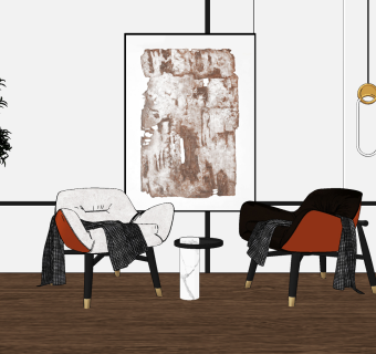 现代单椅,休闲椅,椅子 su草图模型下载