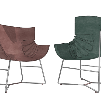 现代单椅组合,su草图模型下载