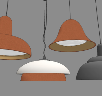 现代工业风工矿吊灯组合,su草图模型下载