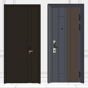 现代门组合su草图模型下载