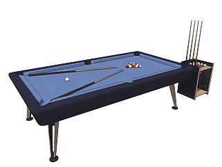 现代台球桌,台球球杆su草图模型下载