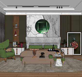 现代卧室,su草图模型下载