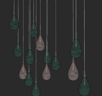 现代水滴玻璃吊灯su草图模型下载