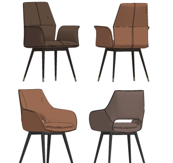 现代单椅,休闲椅su草图模型下载