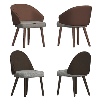 现代餐椅组合su草图模型下载